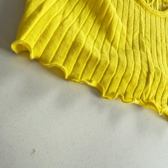 SHEIN | Crop Top | Small | Black and Yellow | Ribbed Cotton Blend - Picture 6 of 12